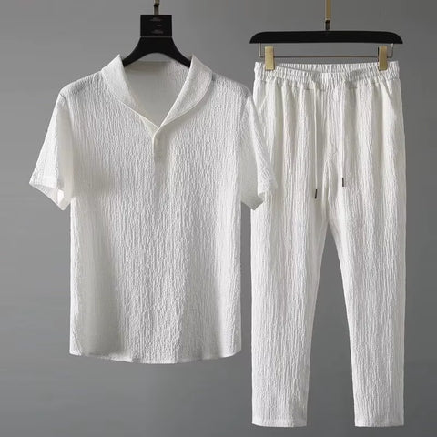 (Shirt+Trousers) 2024 Summer New Arrival Men Fashion Classic Shirt Men Business Casual Shirts Men a Set of Clothes Size M-4XL