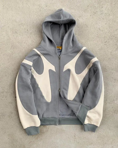 Streetwear Zipper Hoodie Mens Y2K Harajuku Hip Hop Retro Patchwork Oversized Hoodie Sweatshirt New Gothic Jacket Coats Clothing