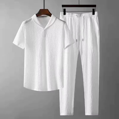 (Shirt+Trousers) 2024 Summer New Arrival Men Fashion Classic Shirt Men Business Casual Shirts Men a Set of Clothes Size M-4XL