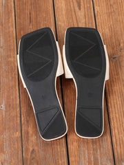 Women'S Simple Chain Decoration Flat Sandals, Casual Outdoor Dual Wear Slippers, Summer New Style Slippers