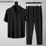 (Shirt+Trousers) 2024 Summer New Arrival Men Fashion Classic Shirt Men Business Casual Shirts Men a Set of Clothes Size M-4XL