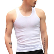 Men Tank Tops Fitness Gym Workout Undershirt O-Neck Sleeveless Solid Color Slim Fit Fitness Undershirt Bodybuilding Running Vest