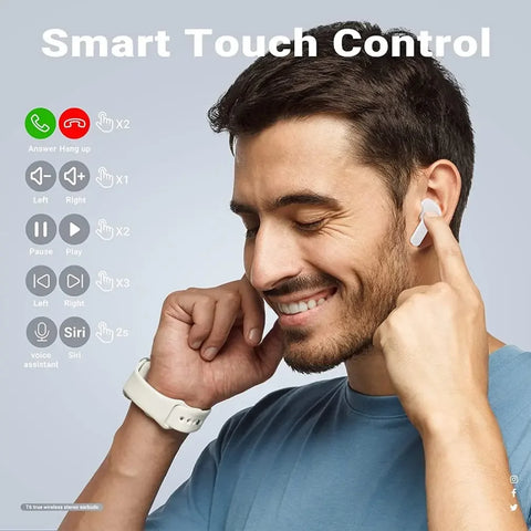 Original T2 Wireless Bluetooth Earphone Transparent HIFI Headphones LED Power Digital Display Stereo Sound Earphones for Xiaomi