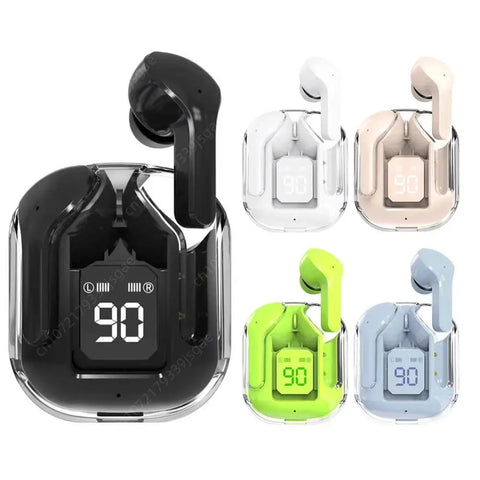 Original T2 Wireless Bluetooth Earphone Transparent HIFI Headphones LED Power Digital Display Stereo Sound Earphones for Xiaomi